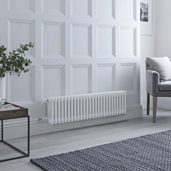 Milano Windsor - Traditional 3 Column Electric Radiator - Cast Iron Style - White - 300mm x 1190mm - with Choice of Wi-Fi Thermostat