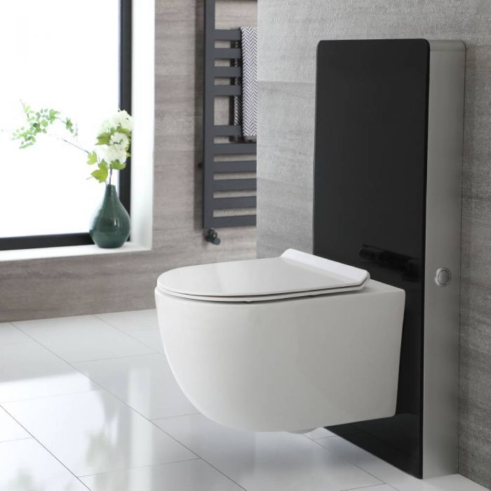 Milano Arca - Black 500mm Complete WC Unit with Overton Rimless Toilet