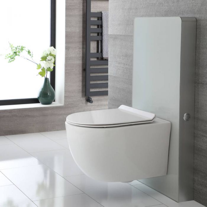 Milano Arca - White 500mm Complete WC Unit with Overton Rimless Toilet