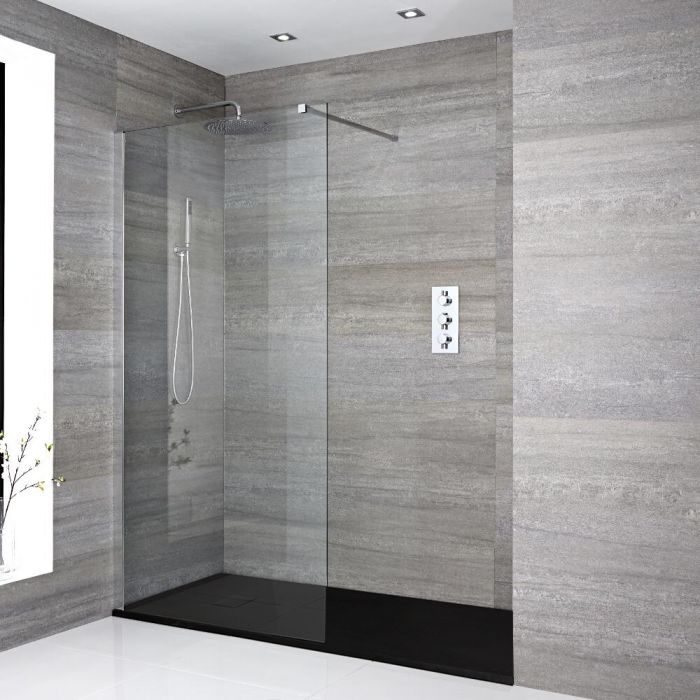 Milano Portland - Recessed Walk-In Shower Enclosure with Slate Tray - Choice of Sizes