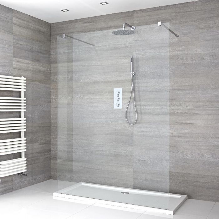 Milano Portland - Floating Walk-In Shower Enclosure with Low Profile Tray - Choice of Sizes