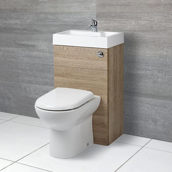 Milano Lurus Oak Modern Linton Toilet And Basin Unit Combination 500mm X 890mm