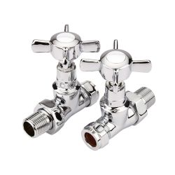 Milano - Chrome Traditional Straight Radiator Valves (Pair)