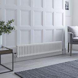 Milano Windsor - White Horizontal Traditional Column Radiator - 300mm x 1505mm (Double Column)
