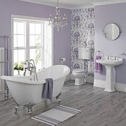 Milano - Traditional Freestanding Double Ended Slipper Bath Suite, Low Level WC inc Brassware