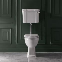 Milano Richmond - Traditional Comfort Height Low Level Toilet with Cistern and White Seat - Choice of Finish