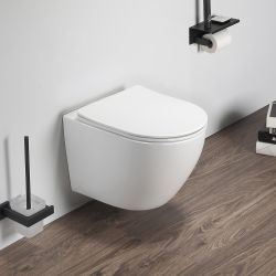 Milano Attingham - White Modern Wall Hung Toilet with Soft Close Seat