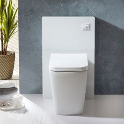 Milano Arca - White 500mm Back to Wall Complete WC Unit with Back to Wall Toilet and Soft Close Seat