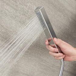 Milano Arvo - Modern Square Hand Shower with Wall Bracket and Outlet Elbow - Chrome