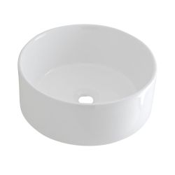 Milano Ballam - White Modern Round Countertop Basin with Wall Mounted Mixer Tap - 400mm x 400mm
