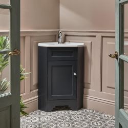 Milano Thornton - 580mm Traditional Cloakroom Corner Vanity Unit with Basin - Choice of Finish and Handles