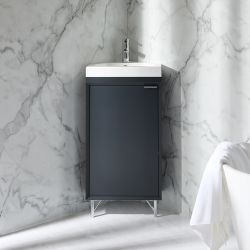 Milano Edge - 450mm Modern Cloakroom Corner Vanity Unit with Basin - Choice of Finish and Handles