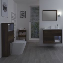 Milano Bexley - Dark Oak Modern 800mm Vanity Unit with WC Unit and Rivington Back to Wall Pan