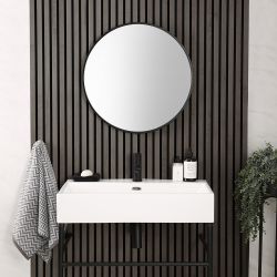 Milano Annalise - Black Round Wall Hung Mirror - 600mm