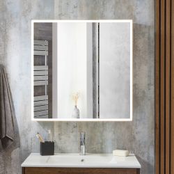 Milano Amelia - Modern LED Mirrored Cabinet - 750mm x 750mm