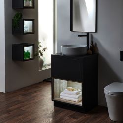 Milano Bexley - 600mm Open Shelf Vanity Unit - Choice of Finish, Basin and LED Light