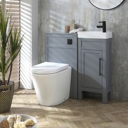 Milano Aston - Light Grey 400mm Traditional Vanity Unit with Basin and WC Unit with Rivington Back to Wall Toilet - Choice of Handles