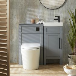 Milano Aston - Light Grey 400mm Traditional Vanity Unit with Basin and WC Unit with Rivington Back to Wall Toilet - Choice of Handles