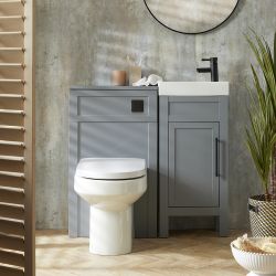 Milano Aston - Light Grey 400mm Traditional Vanity Unit with Basin and WC Unit with Ballam Back to Wall Toilet - Choice of Handles