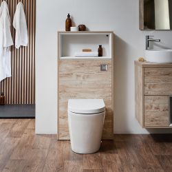 Milano Bexley - Light Oak Open Shelf 600mm WC Unit (Excluding Pan)