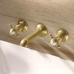 Crosswater Belgravia - Traditional 3 Tap Hole Basin Mixer Tap Wall Mounted - Choice of Finish & Handles