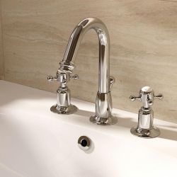 Crosswater Belgravia 3 Tap Hole Basin Tall Mixer with Waste Deck Mounted Chrome - Choice of Handle