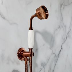 Milano Elizabeth - Traditional Hand Shower with Wall Bracket and Integrated Outlet Elbow - Brushed Copper
