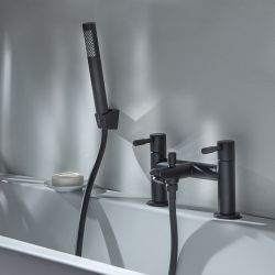 Milano Nero - Modern Bath Shower Mixer Tap with Hand Shower - Black