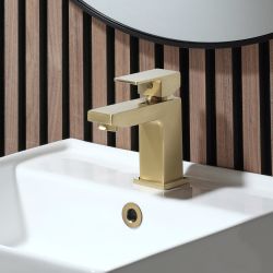 Milano Lyra - Modern Mono Basin Mixer Tap - Brushed Brass