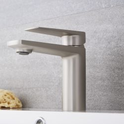 Milano Hunston - Modern Mono Basin Mixer Tap - Brushed Nickel