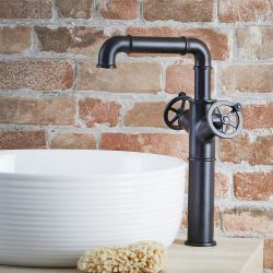 Milano Zandra - Industrial Style High Rise Mono Basin Mixer Tap - Choice of Finish