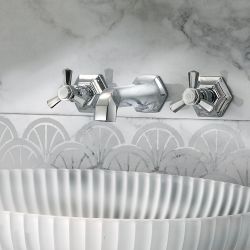 Milano Earlham - Art Deco Wall Mounted 3 Tap-Hole Basin Mixer Tap - Choice of Finish