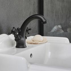 Milano Elizabeth - Traditional Crosshead Mono Basin Mixer Tap - Black