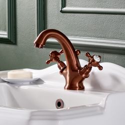Milano Elizabeth - Traditional Crosshead Mono Basin Mixer Tap - Brushed Copper