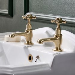 Milano Elizabeth - Traditional Crosshead Basin Pillar Taps - Brushed Brass