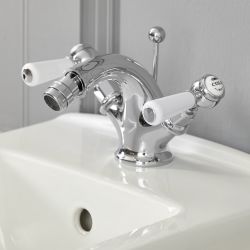 Milano Elizabeth - Traditional Lever Mono Bidet Mixer Tap - Chrome and White
