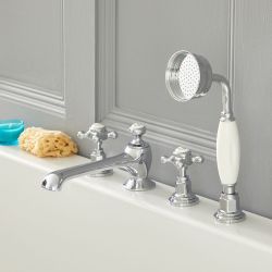Milano Elizabeth - Traditional Crosshead 4 Tap-Hole Bath Shower Mixer Tap - Choice of Finish