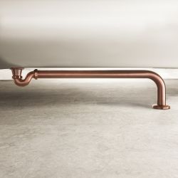 Milano Elizabeth - Traditional Shallow Seal Bath Trap and Outlet Pipe - Brushed Copper