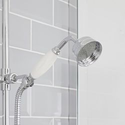 Milano Elizabeth - Chrome and White Traditional Triple Exposed Thermostatic Shower with Grand Rigid Riser Rail (2 Outlet)