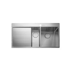 Rangemaster Cosmo - 1.5 Bowl Stainless Steel Kitchen Sink - 960mm x 500mm - Choice of Hand