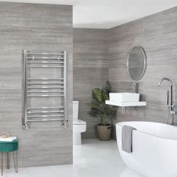Milano Kent Dual Fuel - Chrome Curved Heated Towel Rail - 1000mm x 600mm