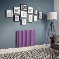 Milano Aruba Electric - Lush Purple Horizontal Designer Radiator - 635mm Tall - Choice of Size, Thermostat and Cable Cover