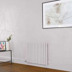 Milano x ECOSO Aruba Electric - Rose Petal Pink Horizontal Designer Radiator - 635mm Tall - Choice of Size, Thermostat and Cable Cover