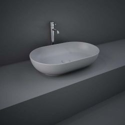 RAK Feeling - Matt Grey Modern Oval Countertop Basin - 550mm x 350mm (No Tap-Holes)