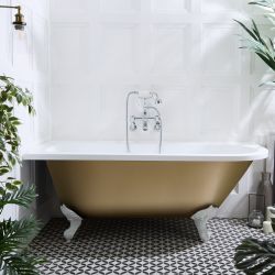 Milano Legend - Traditional Freestanding Corner Bath - 1685mm x 750mm - Choice of Metallic Colours, Feet Finish and Left/Right Hand Options