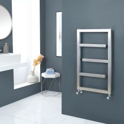 Milano Eclipse - Satin Stainless Steel Designer Heated Towel Rail - 880mm x 500mm