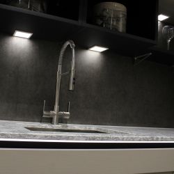 VEW Slim - Square LED Cabinet Panel Light - 1-Light Kit - Choice of Finish & Temperature