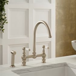 Milano Elizabeth - Traditional Bridge Kitchen Mixer Tap with Pull-Out Spray - Choice of Finish