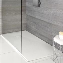 Milano Rasa - White Slate Effect Shower Tray - Choice of Size and Riser Kit