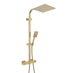 Milano Arvel - Modern Thermostatic Bar Shower Valve with Square Shower Head and Hand Shower - Choice of Finish